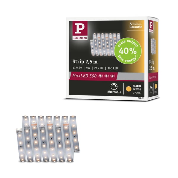 Paulmann MaxLED 500 LED remsa Förlängning 2,5m varmvitt 9W 550lm/m 2700K