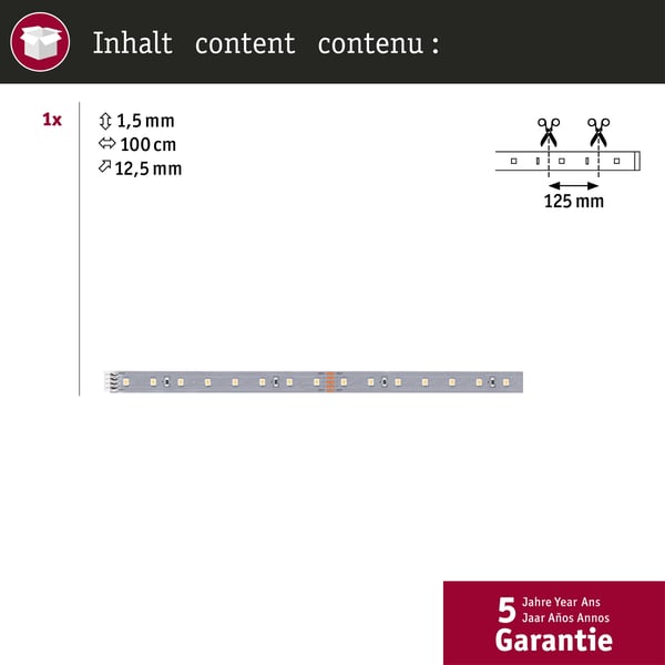 Paulmann MaxLED 500 LED remsa Förlängning 1m varmvitt 3,6W 550lm/m 2700K