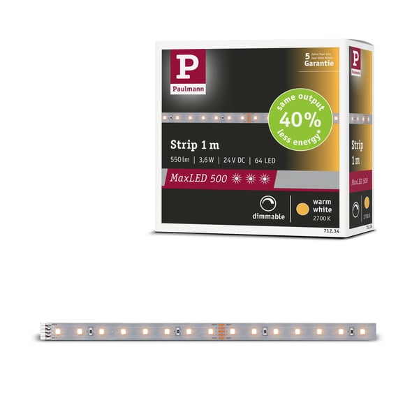 Paulmann MaxLED 500 LED remsa Förlängning 1m varmvitt 3,6W 550lm/m 2700K