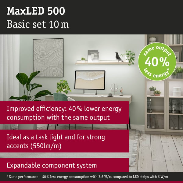 Paulmann MaxLED 500 LED remsa Baspaket 10m neutralvit 28W 550lm/m 4000K 40VA
