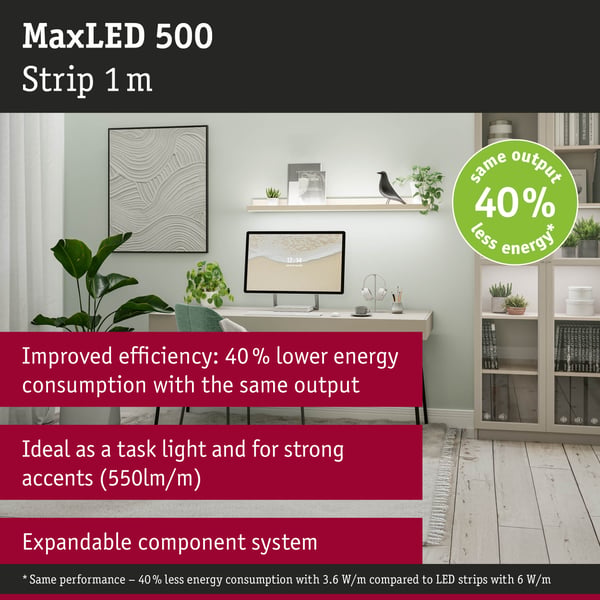 Paulmann MaxLED 500 LED remsa Enkelstripe 1m neutralvit 3,6W 550lm/m 4000K