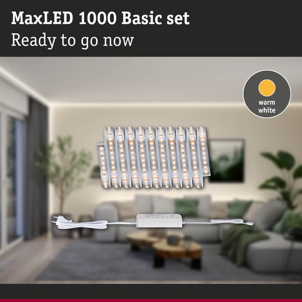 Paulmann MaxLED 1000 LED remsa Baspaket 3m Varmvitt 22W 1100lm/m 2700K 40VA