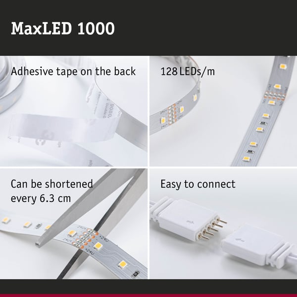 Paulmann MaxLED 1000 LED remsa Baspaket 3m Varmvitt 22W 1100lm/m 2700K 40VA
