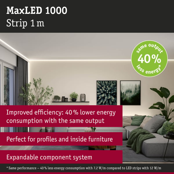 Paulmann MaxLED 1000 LED remsa Förlängning 1m Varmvitt 7,2W 1100lm/m 2700K