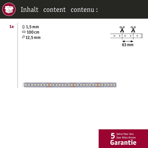 Paulmann MaxLED 1000 LED remsa Förlängning 1m Varmvitt 7,2W 1100lm/m 2700K