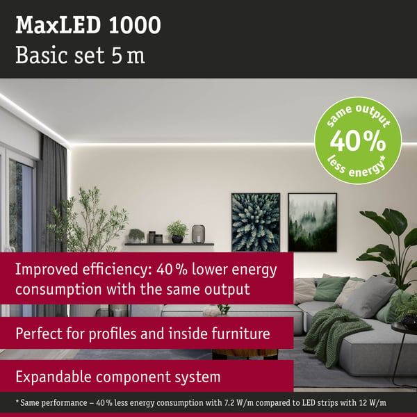 Paulmann MaxLED 1000 LED remsa Baspaket 5m Neutralt vitt 30W 1100lm/m 4000K 60VA