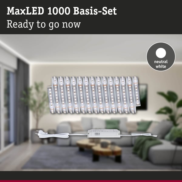 Paulmann MaxLED 1000 LED remsa Baspaket 5m Neutralt vitt 30W 1100lm/m 4000K 60VA