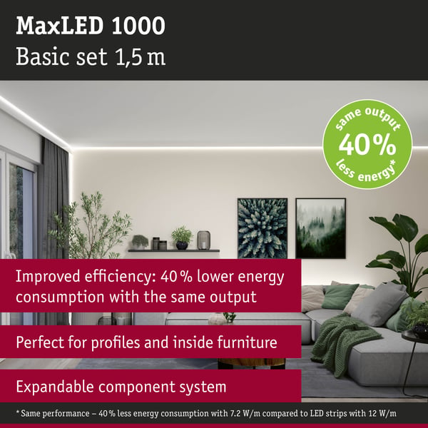 Paulmann MaxLED 1000 LED remsa Baspaket 1,5m Neutralt vitt 11W 1100lm/m 4000K 30VA