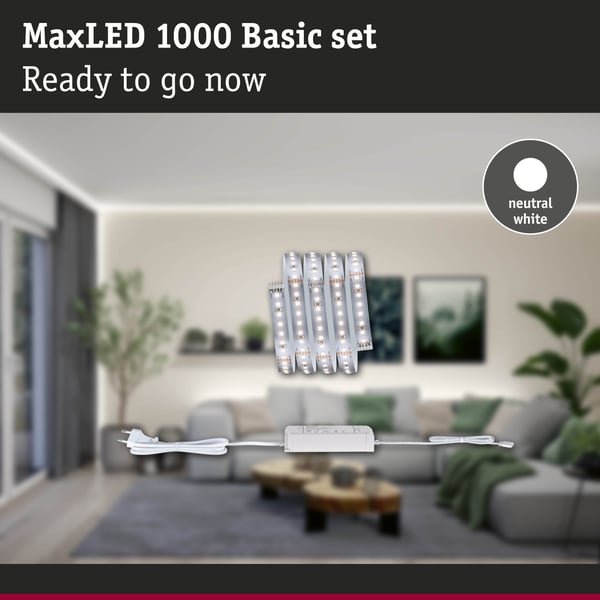 Paulmann MaxLED 1000 LED remsa Baspaket 1,5m Neutralt vitt 11W 1100lm/m 4000K 30VA