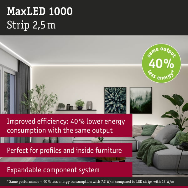 Paulmann MaxLED 1000 LED remsa Förlängning 2,5m Neutralt vitt 18W 1100lm/m 4000K