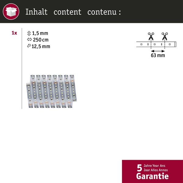 Paulmann MaxLED 1000 LED remsa Förlängning 2,5m Neutralt vitt 18W 1100lm/m 4000K