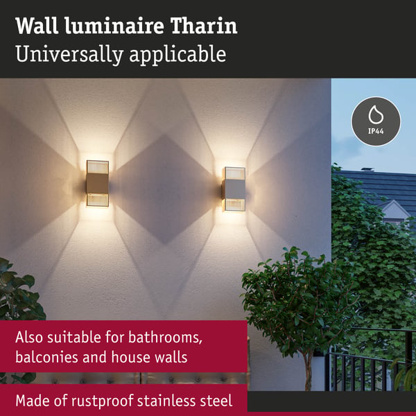 Paulmann LED vägglampa Tharin IP44 3000K 120x250 mm 2x3,7W Guld