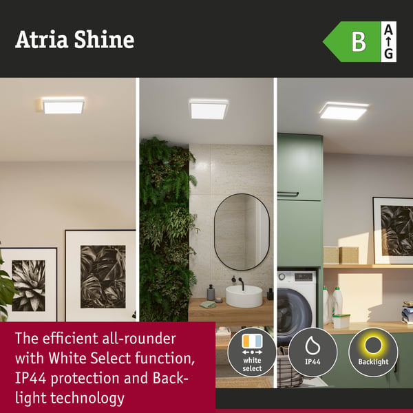 Paulmann LED panel Atria Shine White Select IP44 vinkelformad 298x298 mm 15,7W 2100lm White Select Vit
