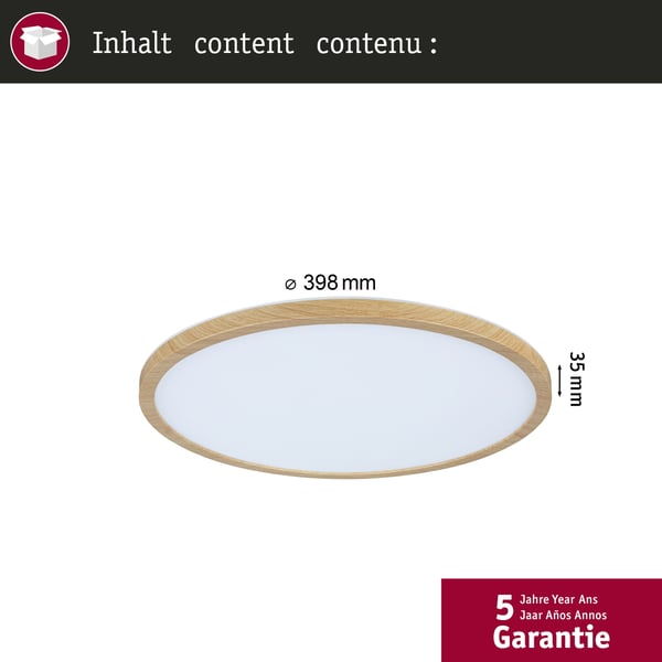 Paulmann LED panel Atria Shine White Select IP44 rund 398 mm 20,8W 2800lm 3000 - 6500K Träutseende