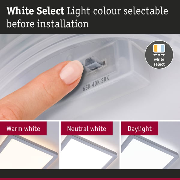 Paulmann LED panel Atria Shine White Select IP44 vinkelformad 190x190 mm 8W 1160lm White Select Krom matt