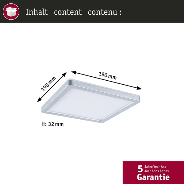 Paulmann LED panel Atria Shine White Select IP44 vinkelformad 190x190 mm 8W 1160lm White Select Krom matt