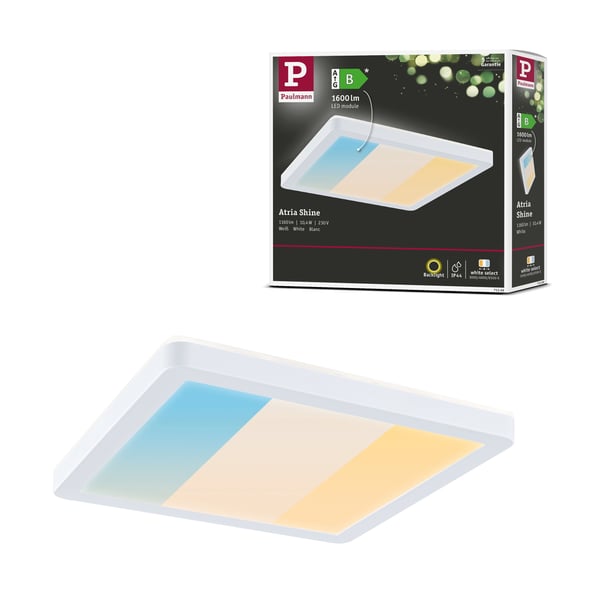 Paulmann LED panel Atria Shine White Select IP44 vinkelformad 190x190 mm 8W 1160lm 3000 - 6500K Vit