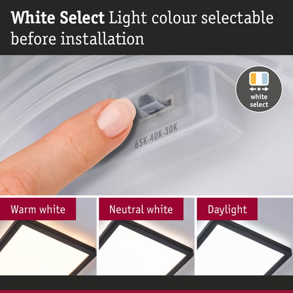 Paulmann LED panel Atria Shine White Select IP44 vinkelformad 190x190 mm 8W 1160lm 3000 - 6500K Svart