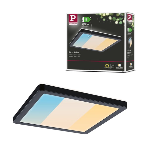 Paulmann LED panel Atria Shine White Select IP44 vinkelformad 190x190 mm 8W 1160lm 3000 - 6500K Svart Paulmann LED panel Atria Shine White Select IP44 vinkelformad 190x190 mm 8W 1160lm 3000 - 6500K Svart