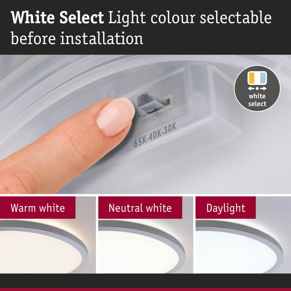Paulmann LED panel Atria Shine White Select IP44 rund 190 mm 7,6W 1100lm 3000 - 6500K Krom matt