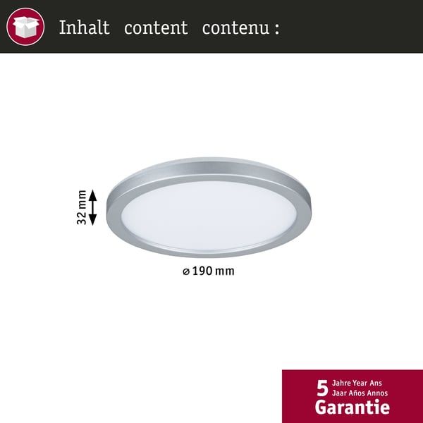 Paulmann LED panel Atria Shine White Select IP44 rund 190 mm 7,6W 1100lm 3000 - 6500K Krom matt