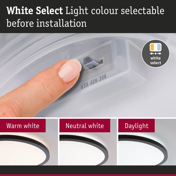 Paulmann LED panel Atria Shine White Select IP44 rund 190 mm 7,6W 1100lm White Select Svart