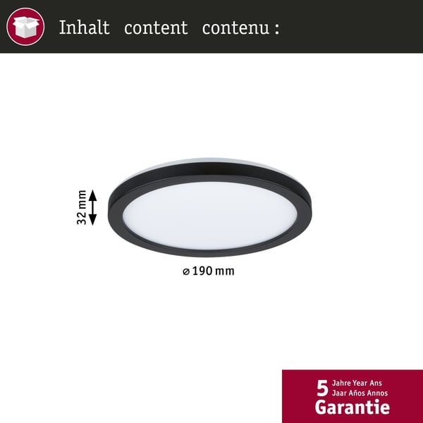Paulmann LED panel Atria Shine White Select IP44 rund 190 mm 7,6W 1100lm White Select Svart