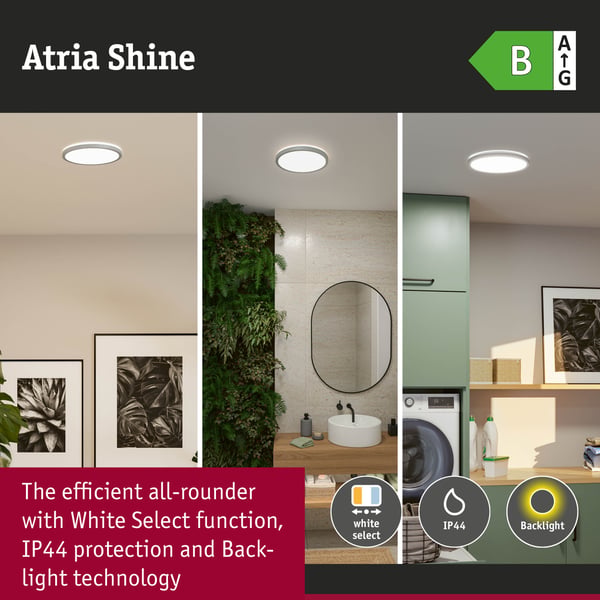 Paulmann LED panel Atria Shine White Select IP44 rund 298 mm 14,8W 2250lm 3000 - 6500K Krom matt