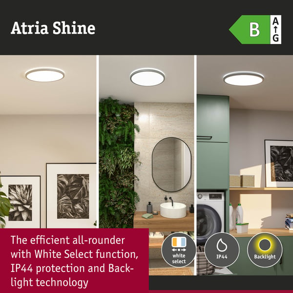Paulmann LED panel Atria Shine White Select IP44 rund 398 mm 20,8W 2800lm 3000 - 6500K Krom matt