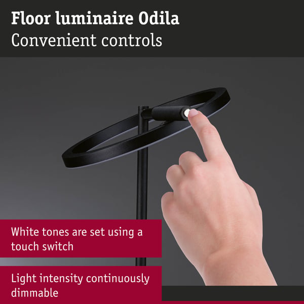 Paulmann LED golvlampa Odila Tunable White 2x1200lm 2x10,4W Svart matt, Krom