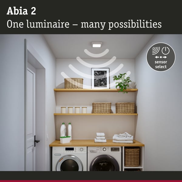 Paulmann LED panel Abia 2 White Select Skymningsstyrd rörelsedetektor (HF) vinkelformad 170x170 mm 9,5W 1100lm 2700 - 4000K Vit