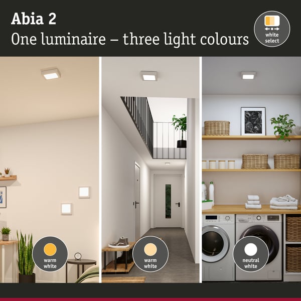 Paulmann LED panel Abia 2 White Select Skymningsstyrd rörelsedetektor (HF) vinkelformad 170x170 mm 9,5W 1100lm 2700 - 4000K Vit