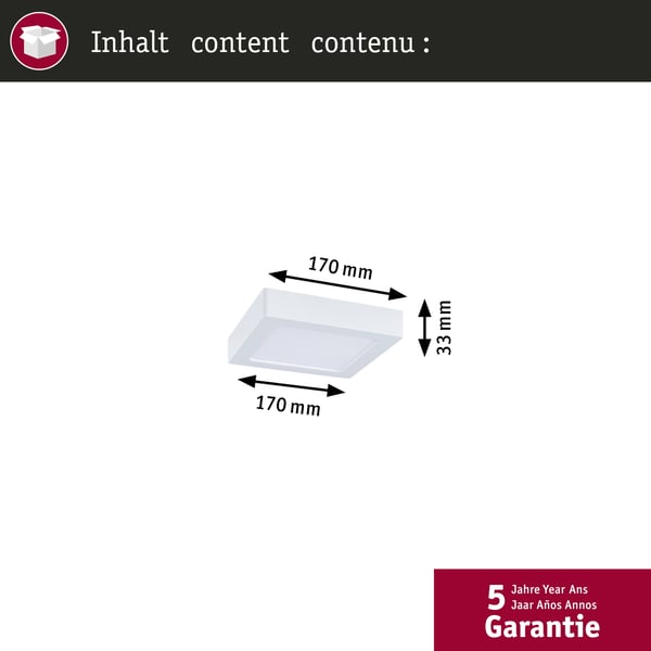 Paulmann LED panel Abia 2 White Select Skymningsstyrd rörelsedetektor (HF) vinkelformad 170x170 mm 9,5W 1100lm 2700 - 4000K Vit