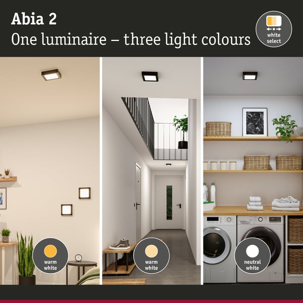 Paulmann LED panel Abia 2 White Select Skymningsstyrd rörelsedetektor (HF) vinkelformad 170x170 mm 9,5W 1100lm 2700 - 4000K Svart