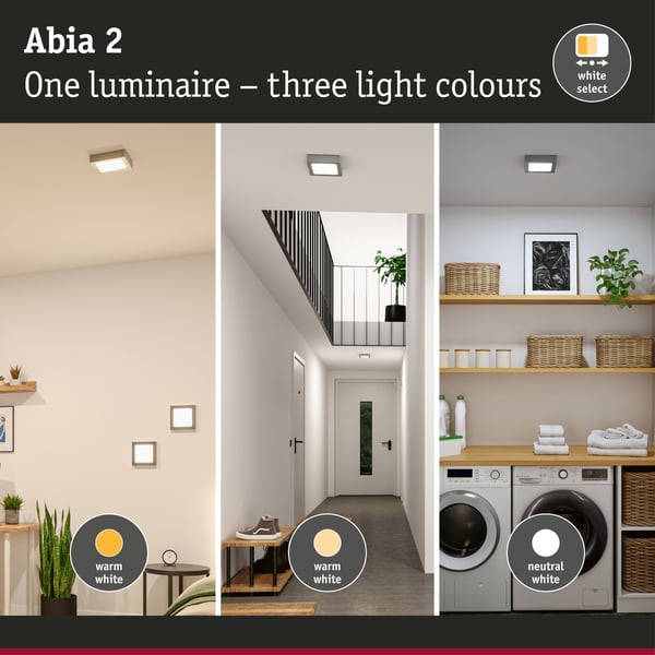Paulmann LED panel Abia 2 White Select Skymningsstyrd rörelsedetektor (HF) vinkelformad 170x170 mm 9,5W 1100lm 2700 - 4000K Krom matt