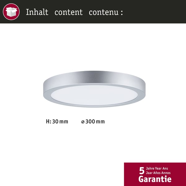 Paulmann LED panel Abia 2 White Select Skymningsstyrd rörelsedetektor (HF) rund 300 mm 14W 1000lm White Select Krom matt