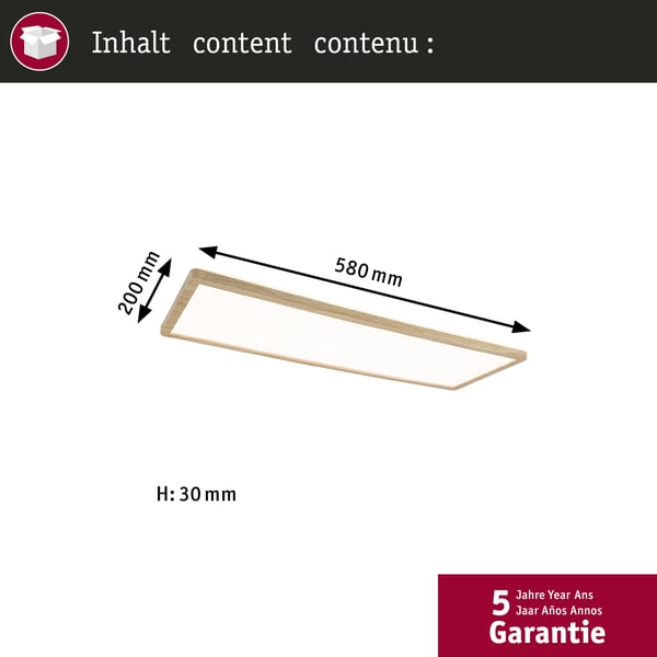 Paulmann LED panel Atria Shine White Select IP44 vinkelformad 560x200 mm 15,2W 2030lm White Select Träutseende