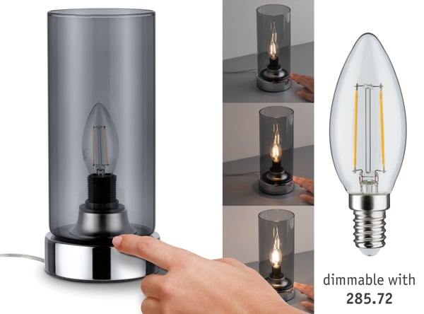 Paulmann Bordslampa Pinja lampa E14 max. 20W Krom, Rökfärgad