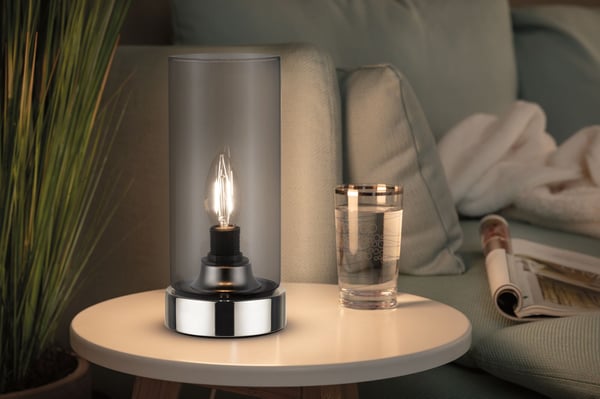 Paulmann Bordslampa Pinja lampa E14 max. 20W Krom, Rökfärgad