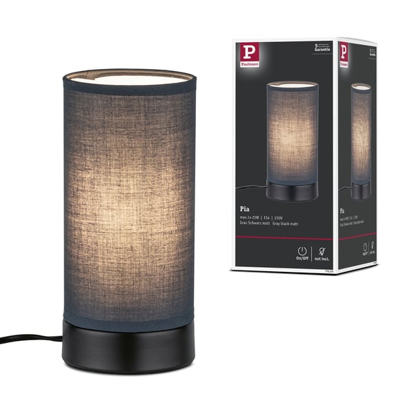 Paulmann Bordslampa Pia lampa E14 max. 25W Svart matt Paulmann Bordslampa Pia lampa E14 max. 25W Svart matt