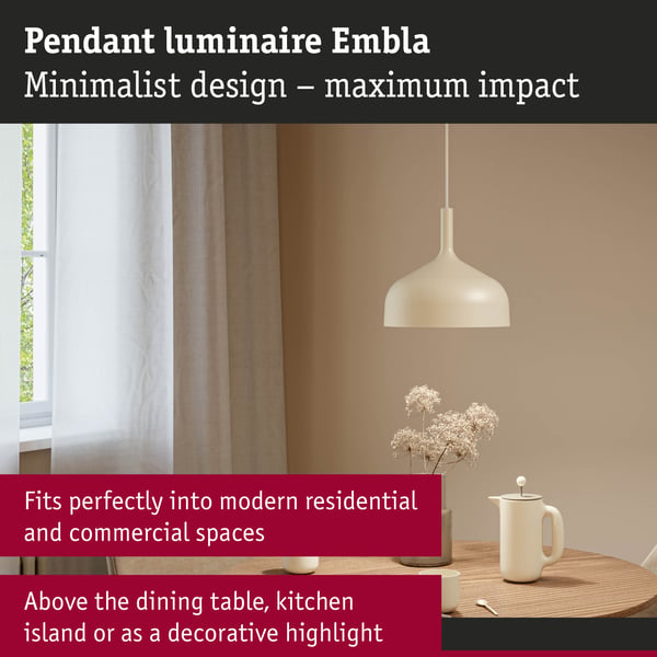 Paulmann Pendellampa Embla II E27 Grädde Metall, Metall