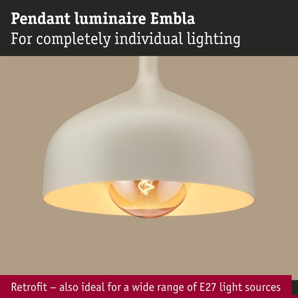 Paulmann Pendellampa Embla II E27 Grädde Metall, Metall