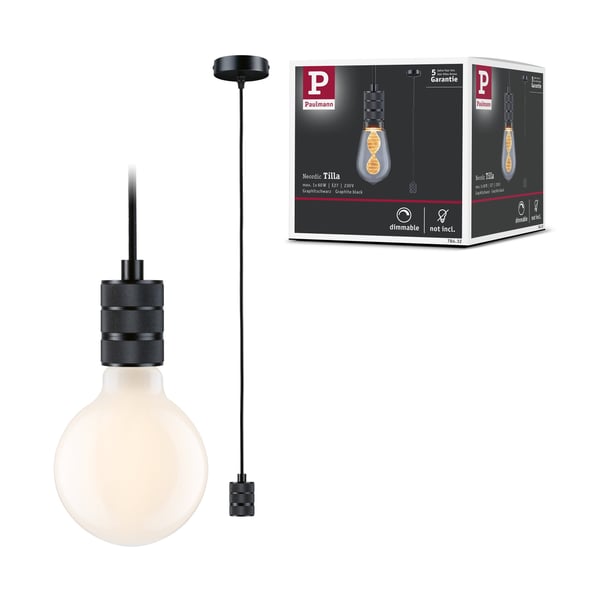 Paulmann Neordic Pendellampa Tilla E27 max. 60W Svart dimbar Metall Paulmann Neordic Pendellampa Tilla E27 max. 60W Svart dimbar Metall
