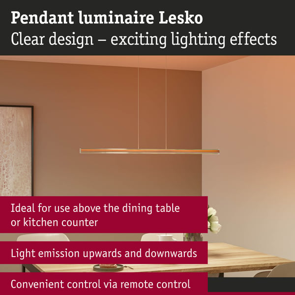 Paulmann LEDpendellampa Lesko RGBW+ dimbar 1400lm / 120lm 19W / 3W Silver matt