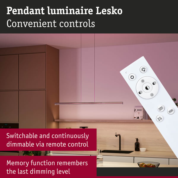 Paulmann LEDpendellampa Lesko RGBW+ dimbar 1400lm / 120lm 19W / 3W Silver matt