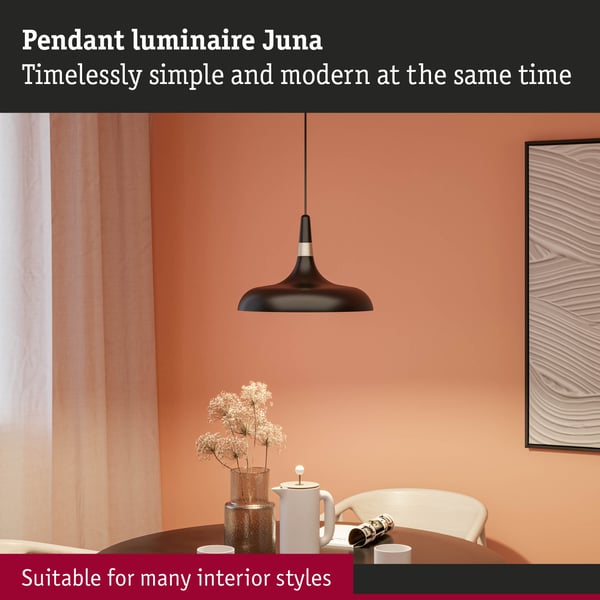 Paulmann Pendellampa Juna E27 max. 20W Svart matt, Champagne dimbar Metall