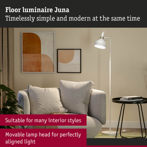 Paulmann Golvlampa Juna E14 max. 20W Vit matt, Champagne Metall