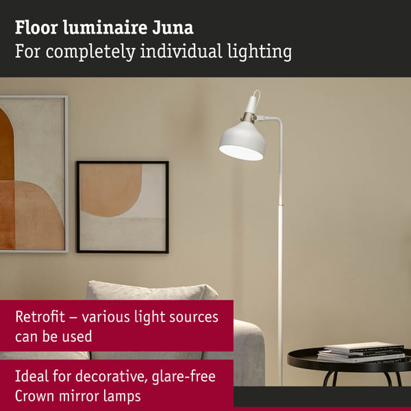 Paulmann Golvlampa Juna E14 max. 20W Vit matt, Champagne Metall