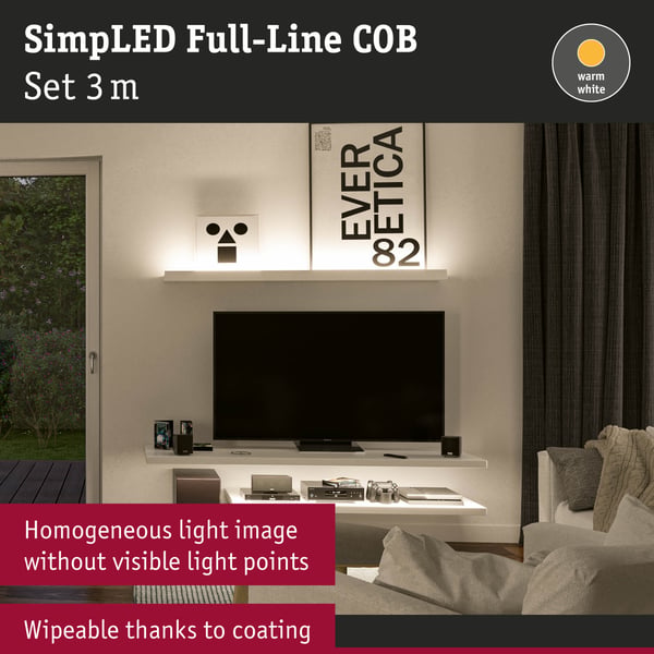 Paulmann SimpLED LED remsa Full-Line COB Komplett set 3m 11W 500lm/m 384 LEDs/m 3000K 12VA