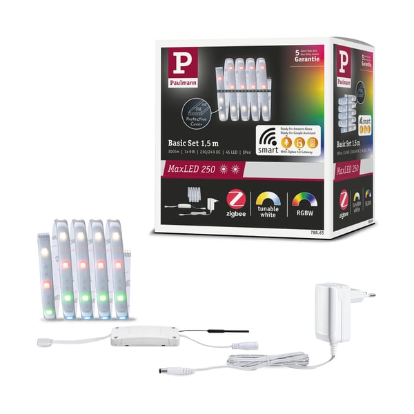 Paulmann MaxLED 250 LED remsa Smart Home Zigbee 3.0 Baspaket 1,5m RGBW+ belagd 9W 200lm/m RGBW+ 24VA Paulmann MaxLED 250 LED remsa Smart Home Zigbee 3.0 Baspaket 1,5m RGBW+ belagd 9W 200lm/m RGBW+ 24VA